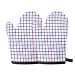 Blue And Purple Tattersall Pattern Print Oven Mitts