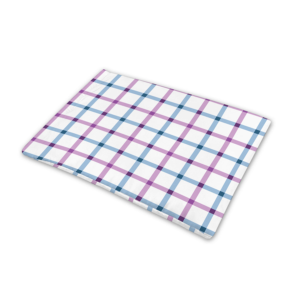 Blue And Purple Tattersall Pattern Print Pet Cooling Mat Cover