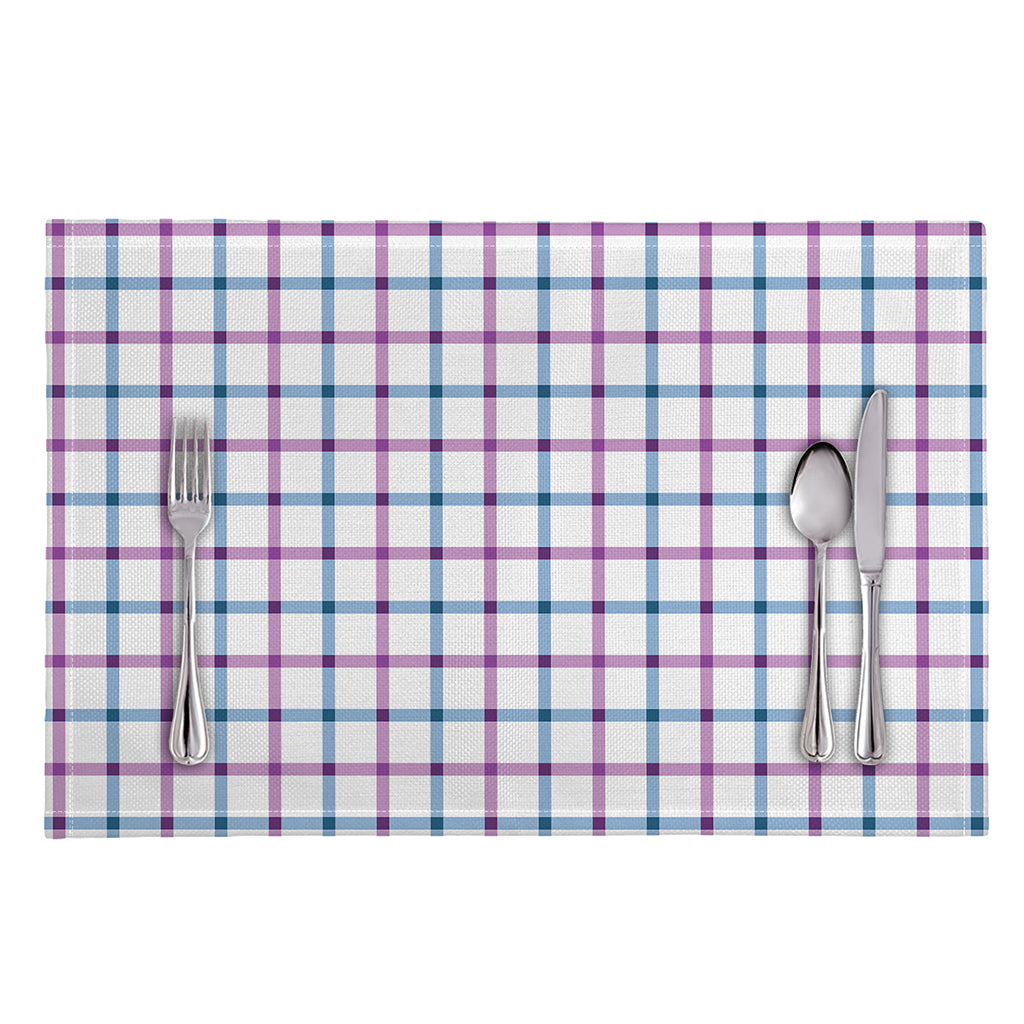 Blue And Purple Tattersall Pattern Print Placemat