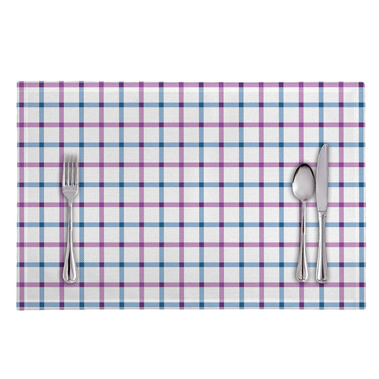 Blue And Purple Tattersall Pattern Print Placemat