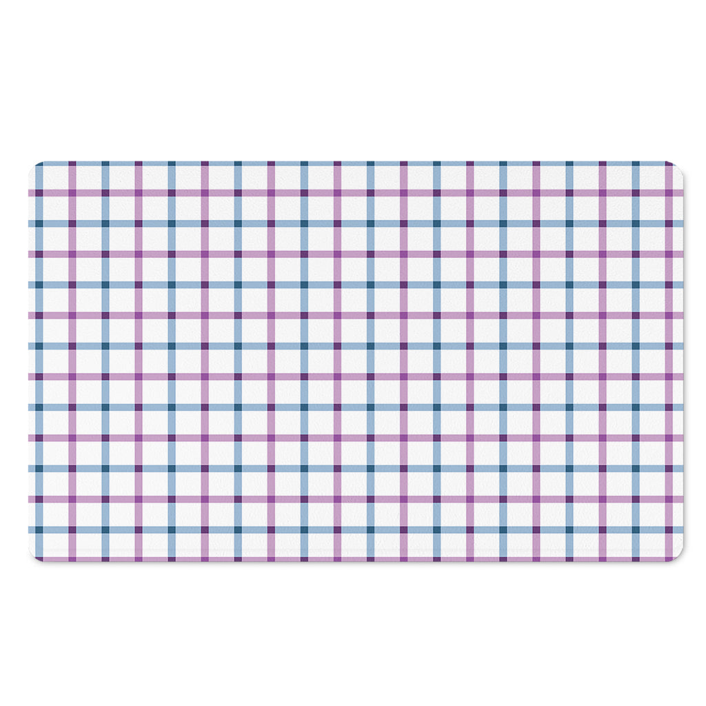 Blue And Purple Tattersall Pattern Print Polyester Doormat