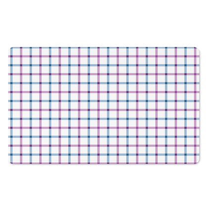 Blue And Purple Tattersall Pattern Print Polyester Doormat