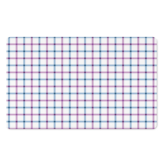 Blue And Purple Tattersall Pattern Print Polyester Doormat
