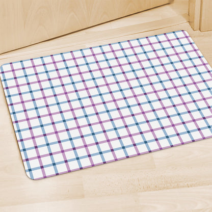 Blue And Purple Tattersall Pattern Print Polyester Doormat