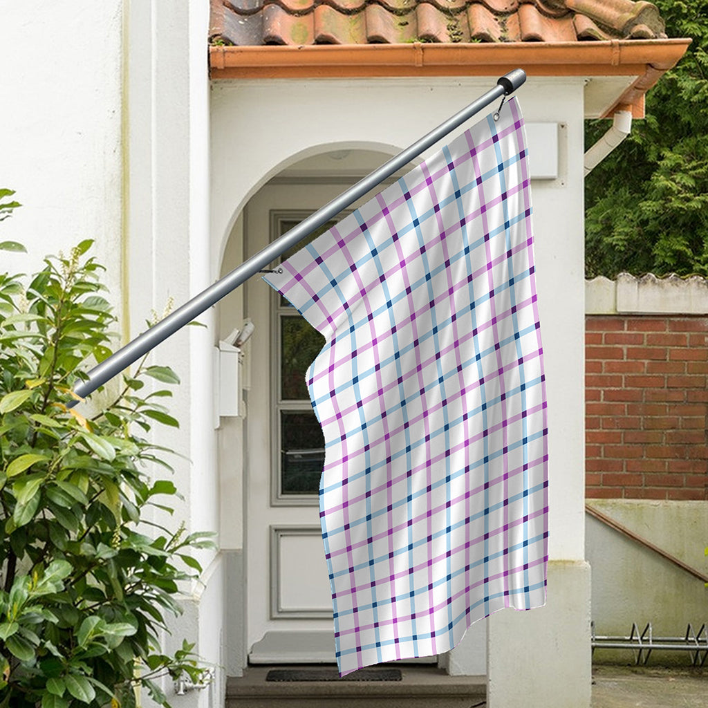 Blue And Purple Tattersall Pattern Print Polyester Flag