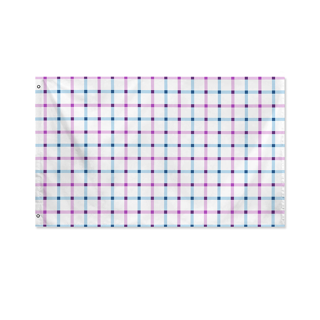 Blue And Purple Tattersall Pattern Print Polyester Flag