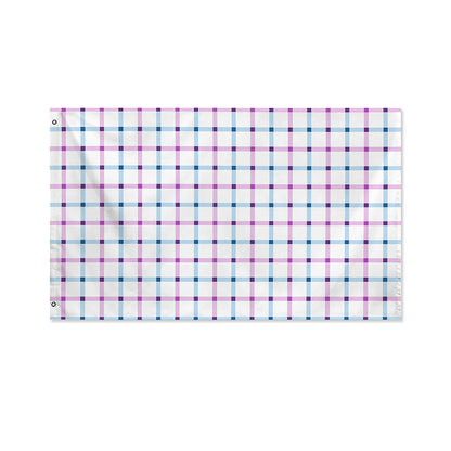 Blue And Purple Tattersall Pattern Print Polyester Flag