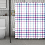 Blue And Purple Tattersall Pattern Print Polyester Shower Curtain