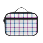 Blue And Purple Tattersall Pattern Print Portable Lunch Bag