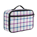 Blue And Purple Tattersall Pattern Print Portable Lunch Bag