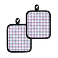 Blue And Purple Tattersall Pattern Print Pot Holders