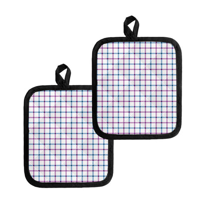 Blue And Purple Tattersall Pattern Print Pot Holders