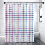 Blue And Purple Tattersall Pattern Print Premium Shower Curtain