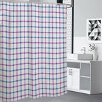 Blue And Purple Tattersall Pattern Print Premium Shower Curtain