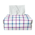 Blue And Purple Tattersall Pattern Print Rectangle Tissue Box Cover