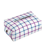 Blue And Purple Tattersall Pattern Print Rectangle Tissue Box Cover