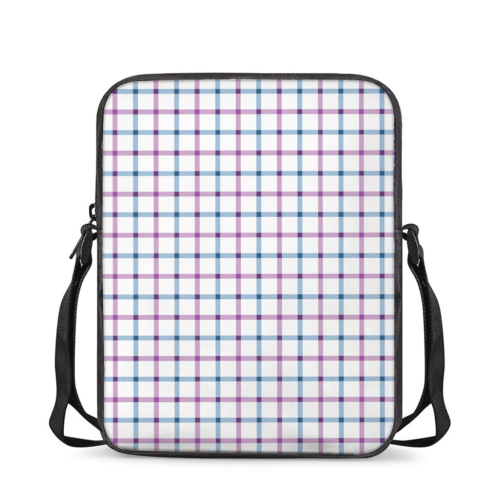 Blue And Purple Tattersall Pattern Print Rectangular Crossbody Bag
