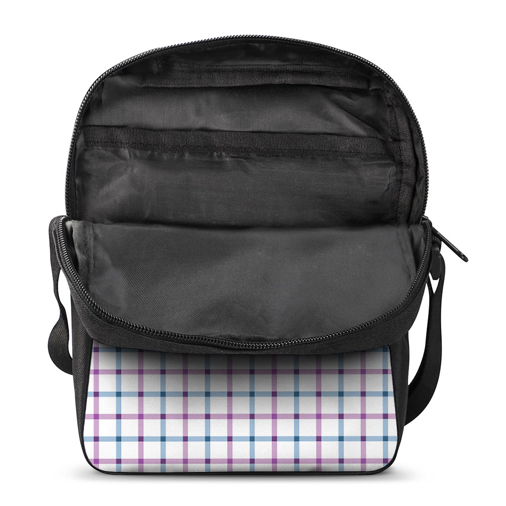 Blue And Purple Tattersall Pattern Print Rectangular Crossbody Bag