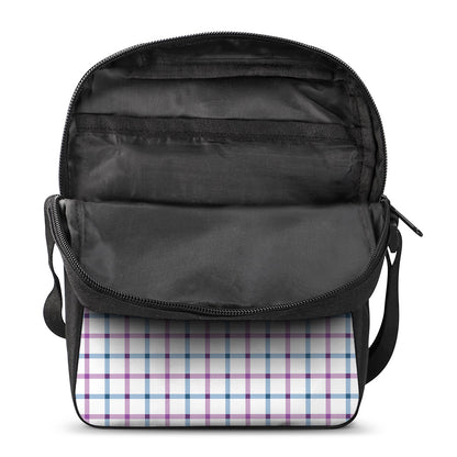 Blue And Purple Tattersall Pattern Print Rectangular Crossbody Bag