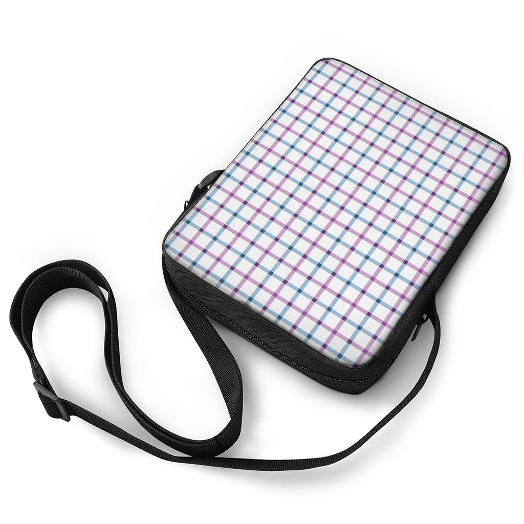 Blue And Purple Tattersall Pattern Print Rectangular Crossbody Bag
