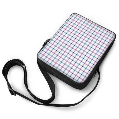 Blue And Purple Tattersall Pattern Print Rectangular Crossbody Bag