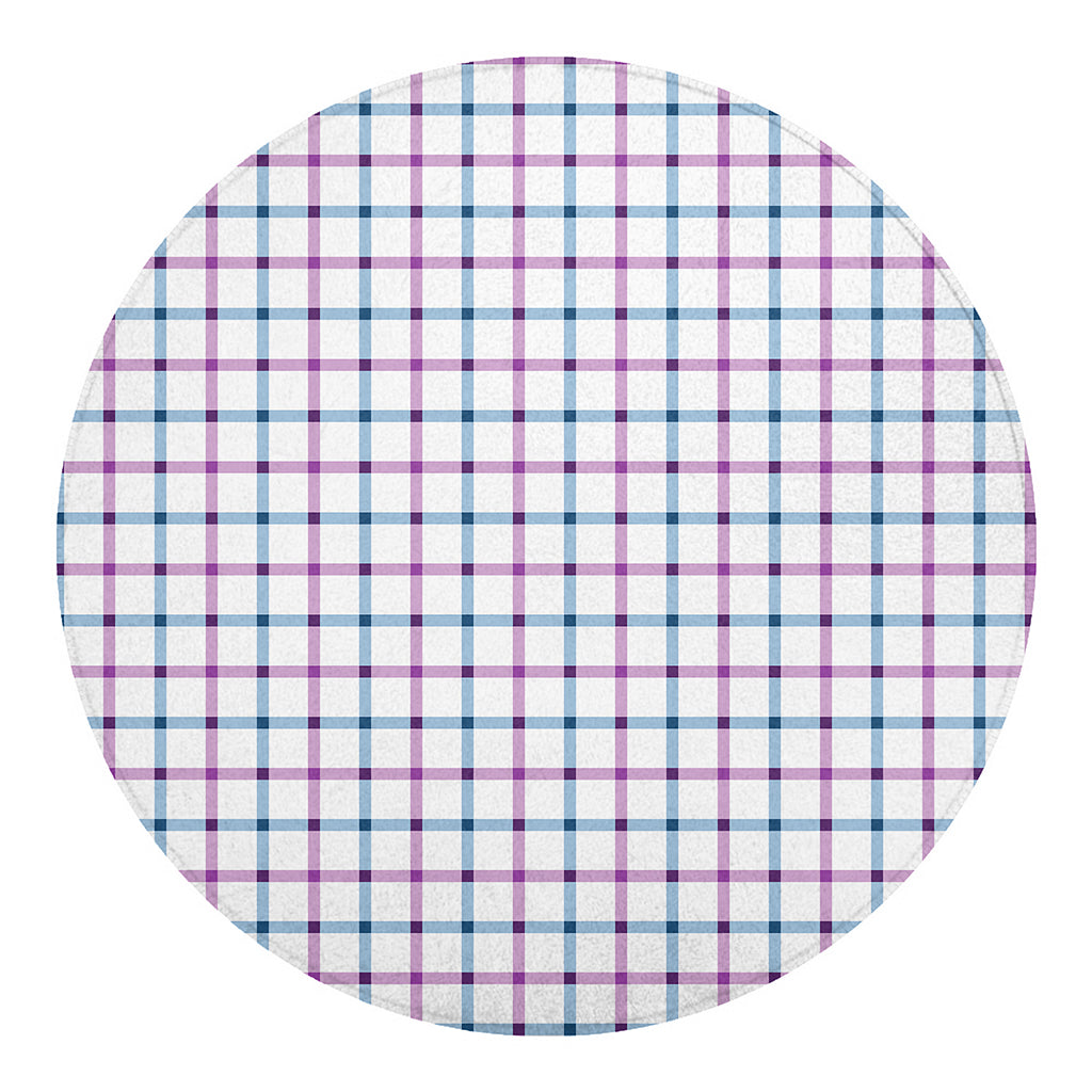 Blue And Purple Tattersall Pattern Print Round Blanket