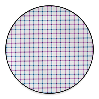 Blue And Purple Tattersall Pattern Print Round Floor Mat