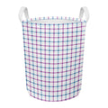 Blue And Purple Tattersall Pattern Print Round Laundry Basket