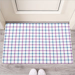 Blue And Purple Tattersall Pattern Print Rubber Doormat