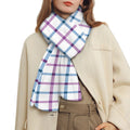 Blue And Purple Tattersall Pattern Print Scarf