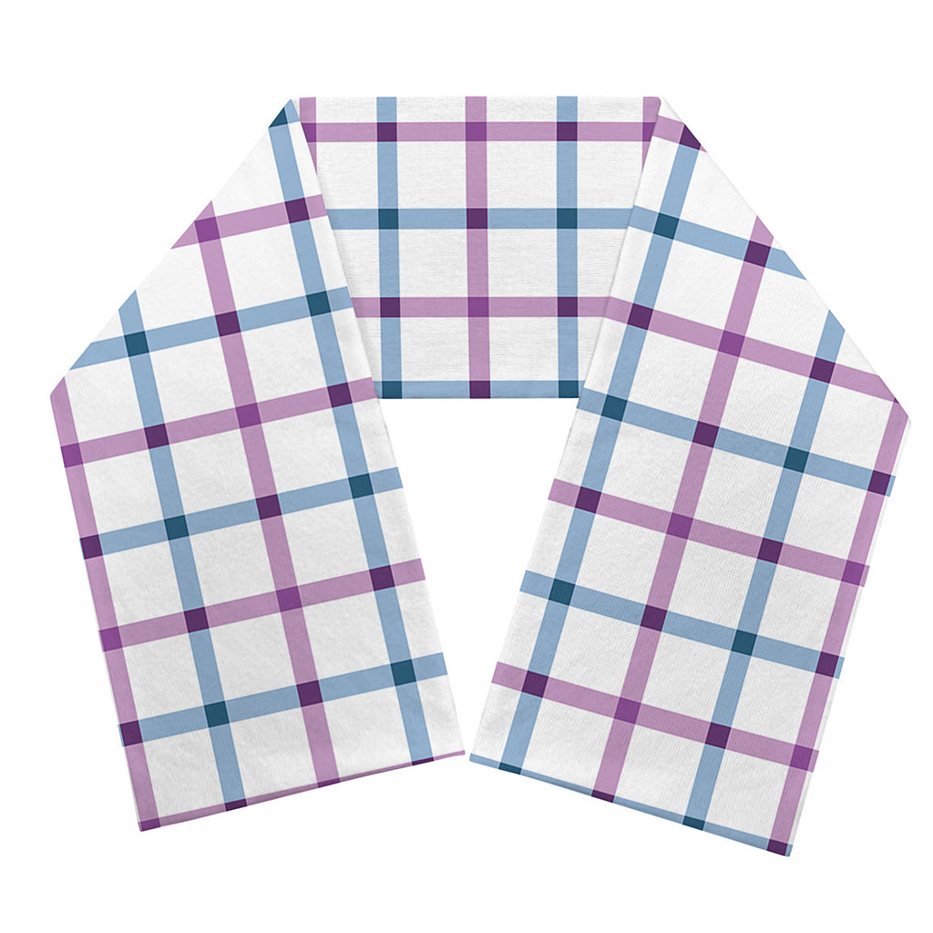 Blue And Purple Tattersall Pattern Print Scarf