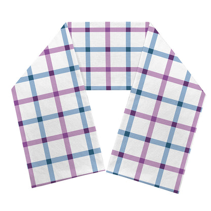 Blue And Purple Tattersall Pattern Print Scarf