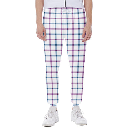 Blue And Purple Tattersall Pattern Print Scuba Joggers