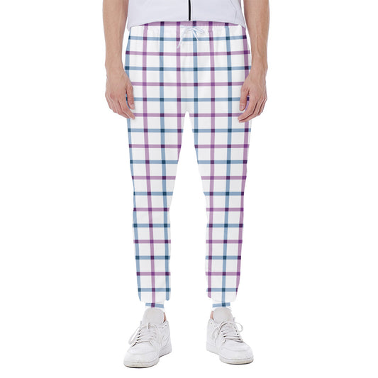 Blue And Purple Tattersall Pattern Print Scuba Joggers
