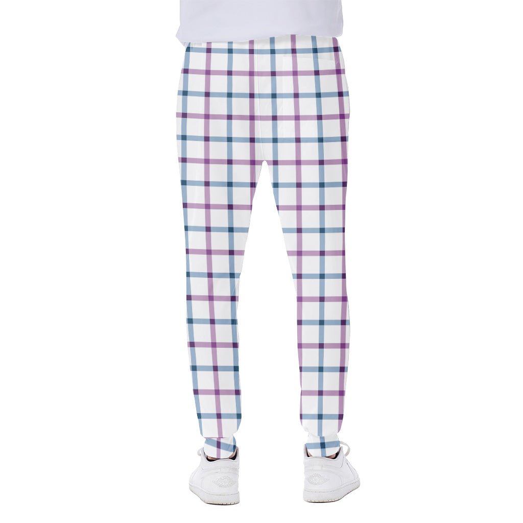 Blue And Purple Tattersall Pattern Print Scuba Joggers