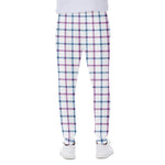 Blue And Purple Tattersall Pattern Print Scuba Joggers