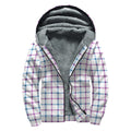 Blue And Purple Tattersall Pattern Print Sherpa Lined Zip Up Hoodie
