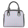 Blue And Purple Tattersall Pattern Print Shoulder Handbag