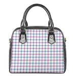 Blue And Purple Tattersall Pattern Print Shoulder Handbag