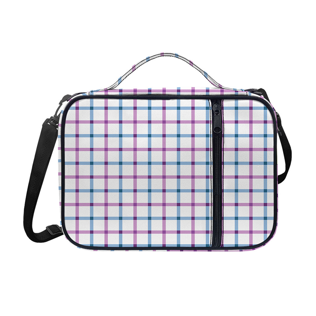 Blue And Purple Tattersall Pattern Print Shoulder Strap Bible Bag