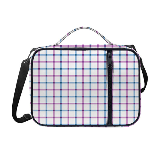 Blue And Purple Tattersall Pattern Print Shoulder Strap Bible Bag