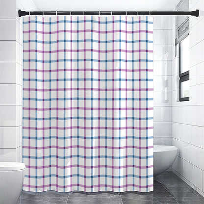 Blue And Purple Tattersall Pattern Print Shower Curtain