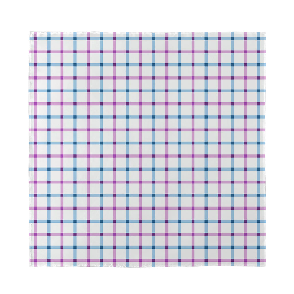 Blue And Purple Tattersall Pattern Print Silk Bandana