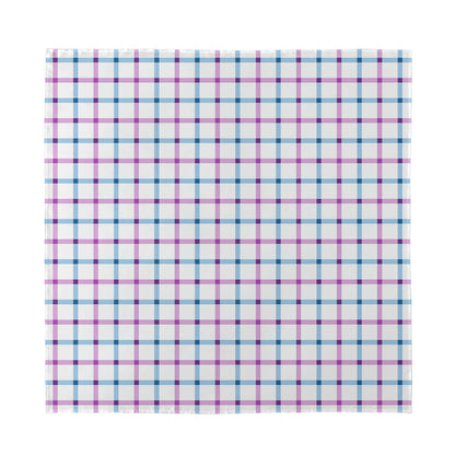 Blue And Purple Tattersall Pattern Print Silk Bandana
