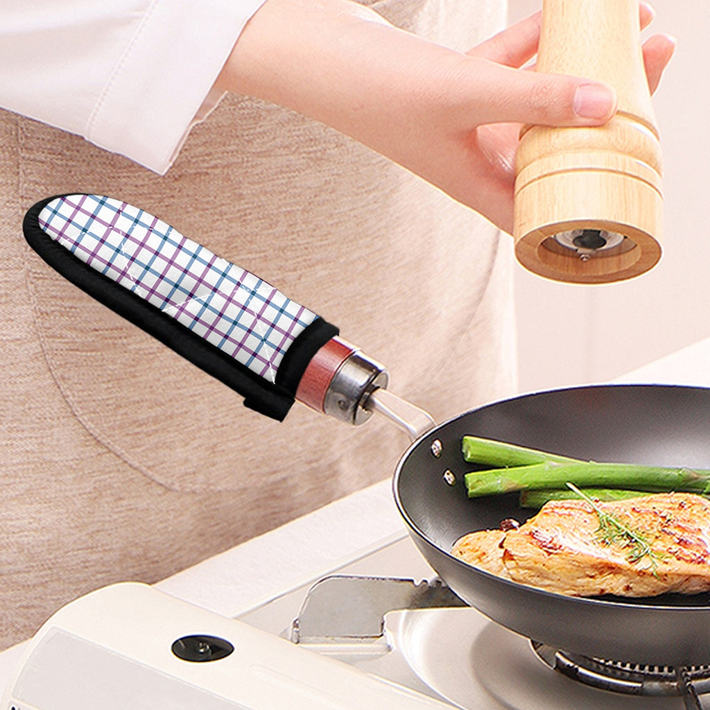 Blue And Purple Tattersall Pattern Print Skillet Handle Cover
