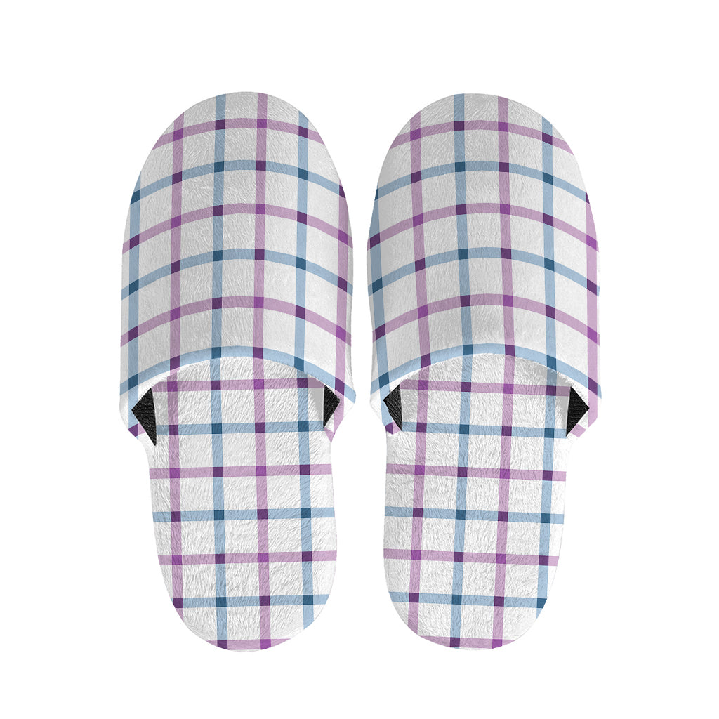 Blue And Purple Tattersall Pattern Print Slippers