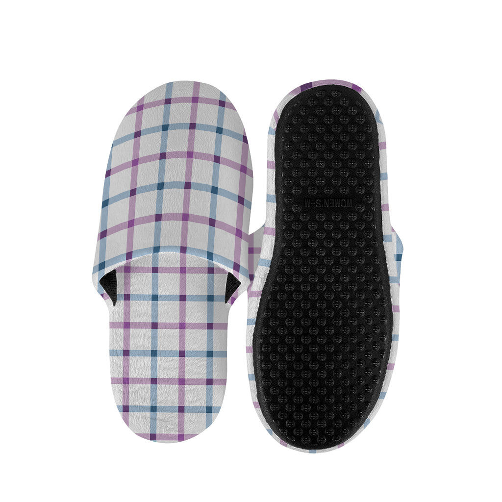 Blue And Purple Tattersall Pattern Print Slippers