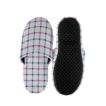 Blue And Purple Tattersall Pattern Print Slippers