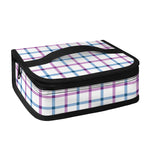 Blue And Purple Tattersall Pattern Print Small Lunch Bag