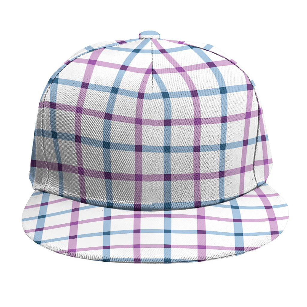 Blue And Purple Tattersall Pattern Print Snapback Cap